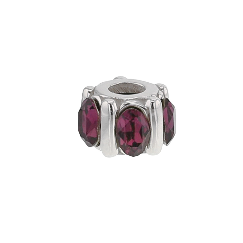 Perle 5 pierres en argent 925/1000 rhodié et ornée de cristaux de Swarovski® violets