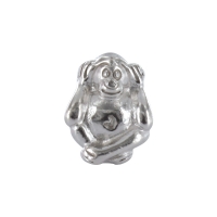 Perle Singe de la Sagesse en argent 925/1000 rhodié - Je n'entends rien