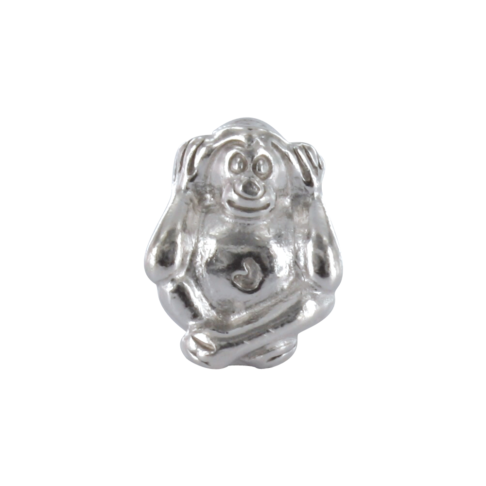 Perle Singe de la Sagesse en argent 925/1000 rhodié - Je n'entends rien