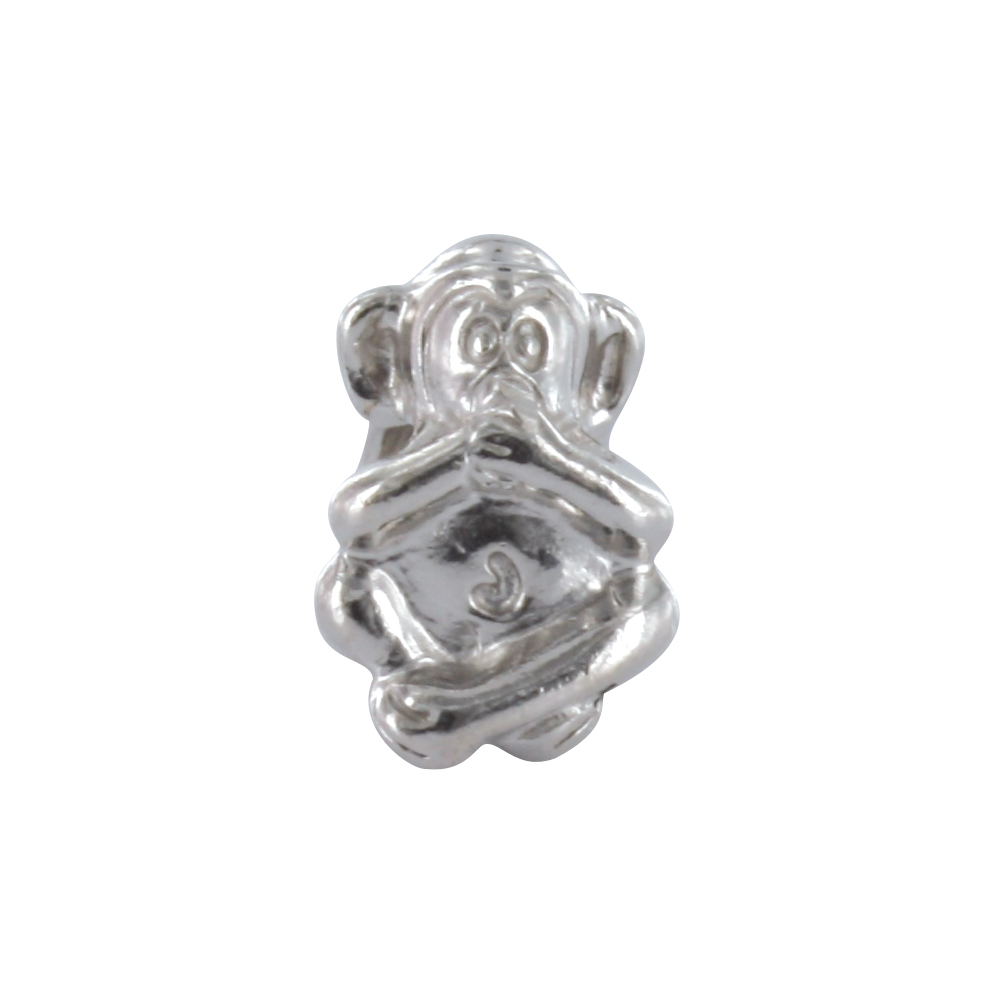Perle Singe de la Sagesse en argent 925/1000 rhodié - Je ne dis rien