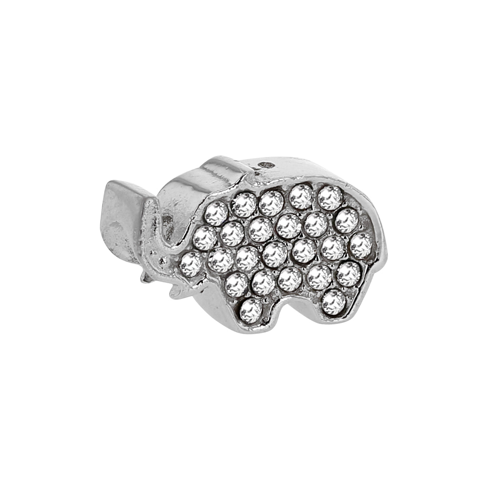 Perle Symbolique en argent 925/1000 rhodié ornée de cristaux de Swarovski® - L'Éléphant