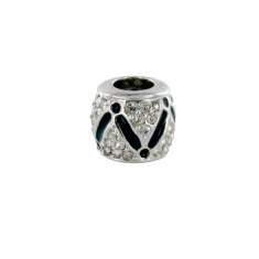 Perle Triangles en argent 925/1000 rhodié avec oxyde de zirconium - émail noir