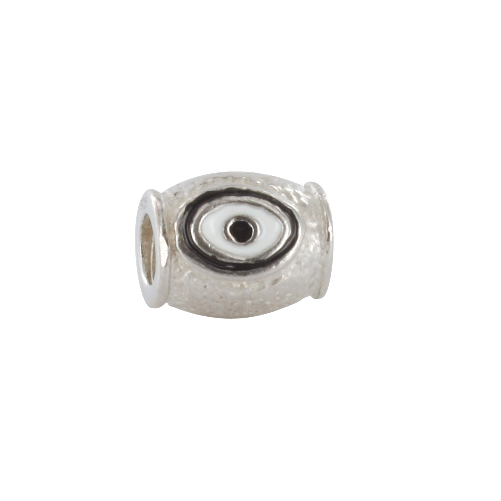 Perle Turkish eyes en argent 925/1000 rhodié - émail noir