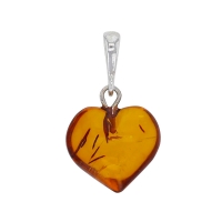 Petit pendentif coeur en ambre et argent 925/1000
