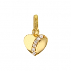 Petit pendentif Or 375/1000 coeur avec oxydes de zirconium