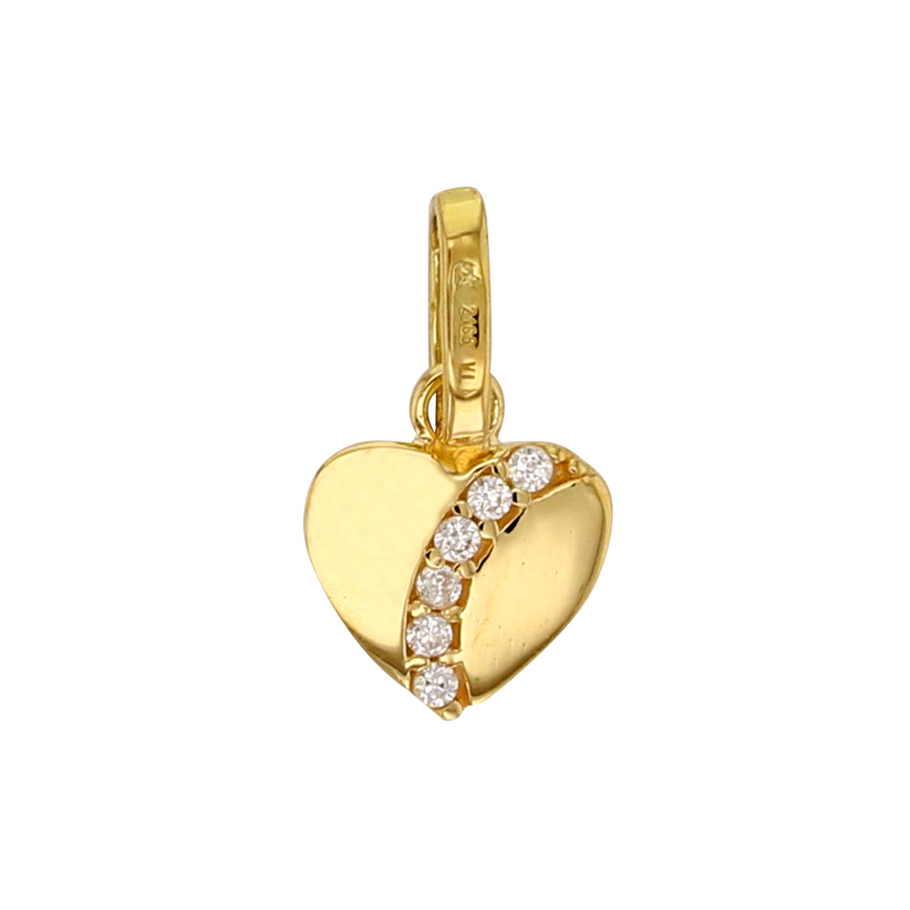 Petit pendentif Or 375/1000 coeur avec oxydes de zirconium