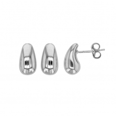 Petites boucles d'oreilles gouttes incurvées, argent 925/1000 rhodié