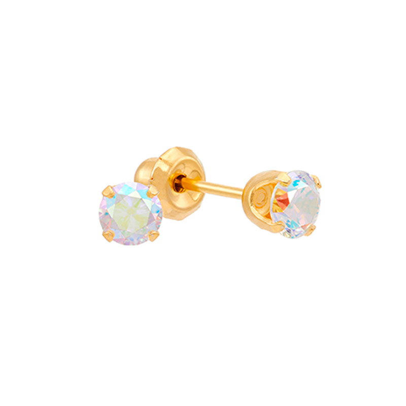 Perçage d'oreilles Inverness oxyde de zirconium couleur boréale 4mm, acier doré à l'or fin