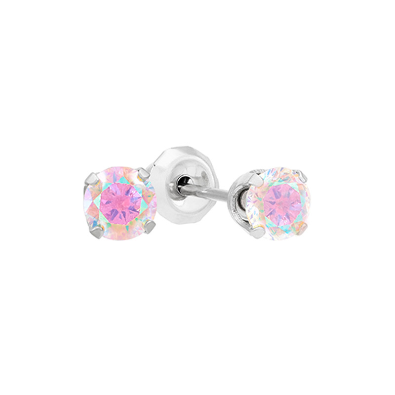 Perçage d'oreilles Inverness oxyde de zirconium couleur boréale 4mm, acier inoxydable