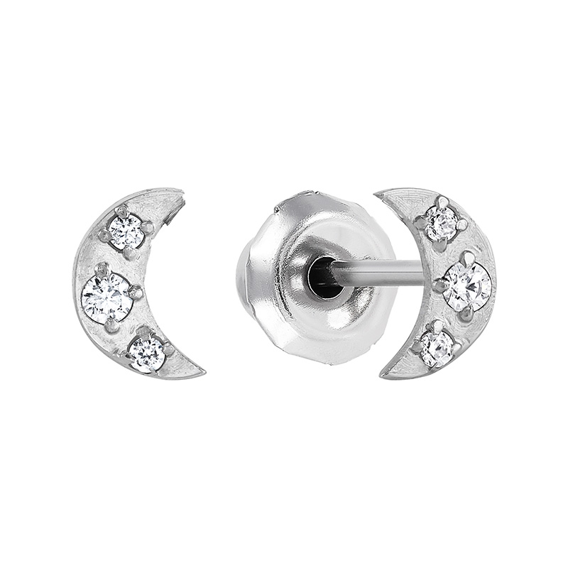 Perçage d'oreilles Inverness lune avec oxyde, acier inoxydable
