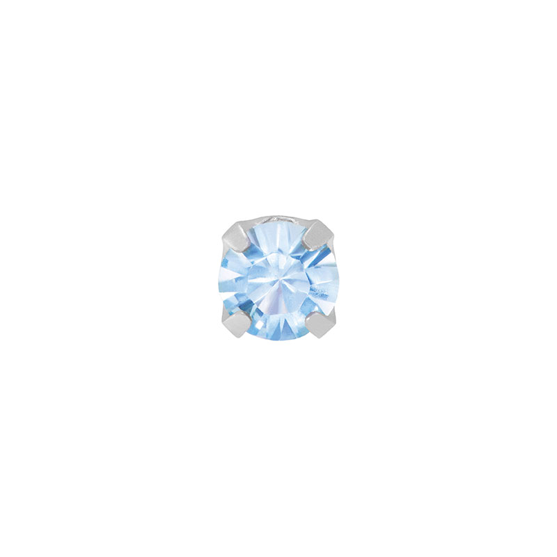 Perçage d'oreilles Inverness cristal aigue-marine carré 3mm sur Acier inoxydable