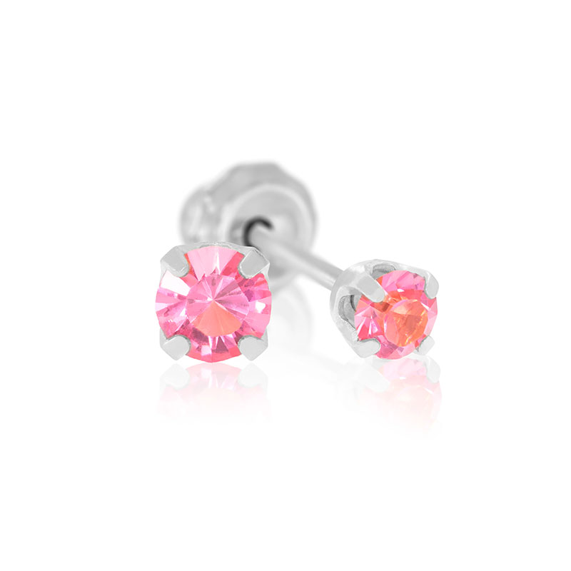 Perçage d'oreilles Inverness cristal rose 3mm sur Acier inoxydable