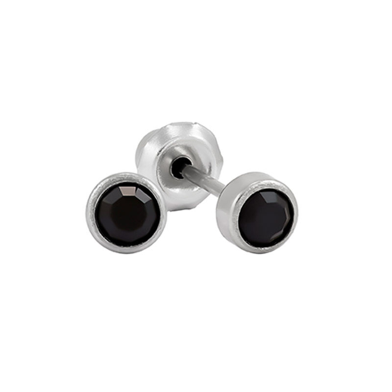 Perçage d'oreilles Inverness boule cristal noir 4mm en titane