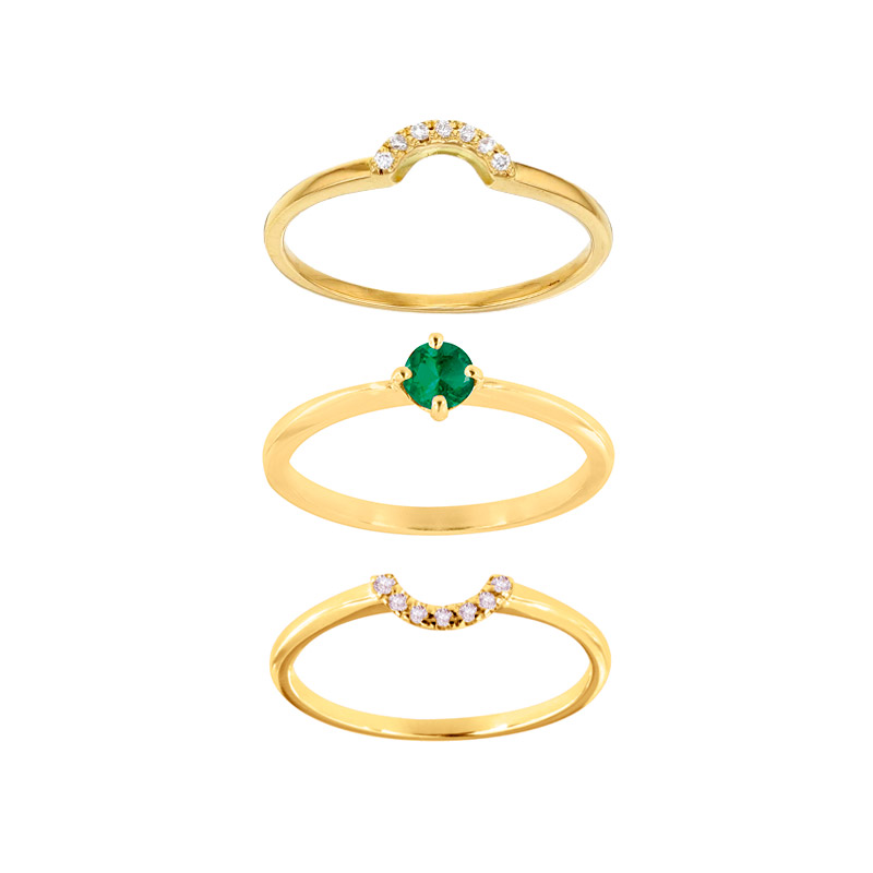 Bague d'entourage sertie de 7 diamants HSI 0,04ct, Or 750/1000