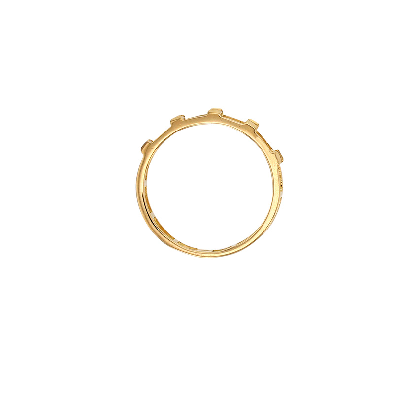 Bague avec 5 diamants synthétiques taille baguette ajourée, Or 750/1000