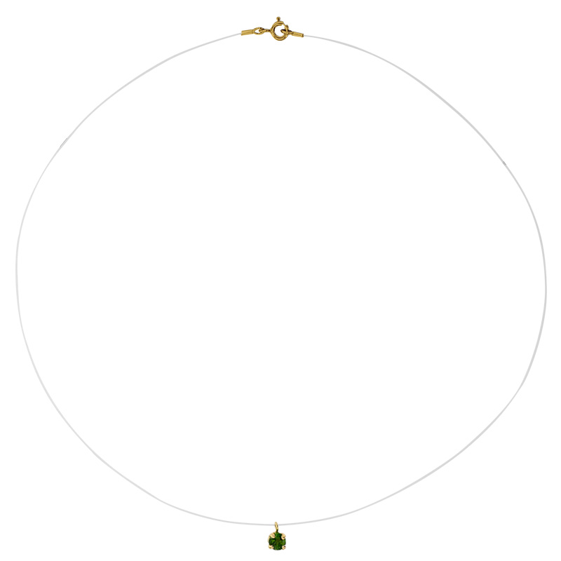 Collier nylon Or 750/1000 et Diopside serti griffes 4mm