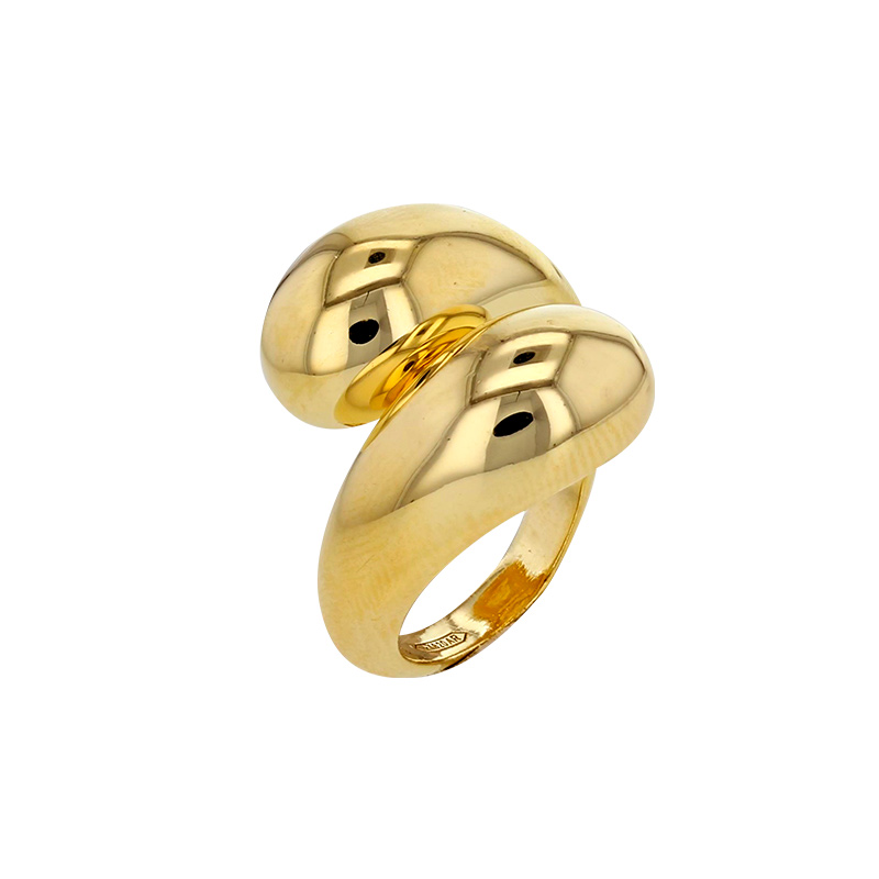 Bague large entrelacés aspect lisse, argent 925/1000 doré