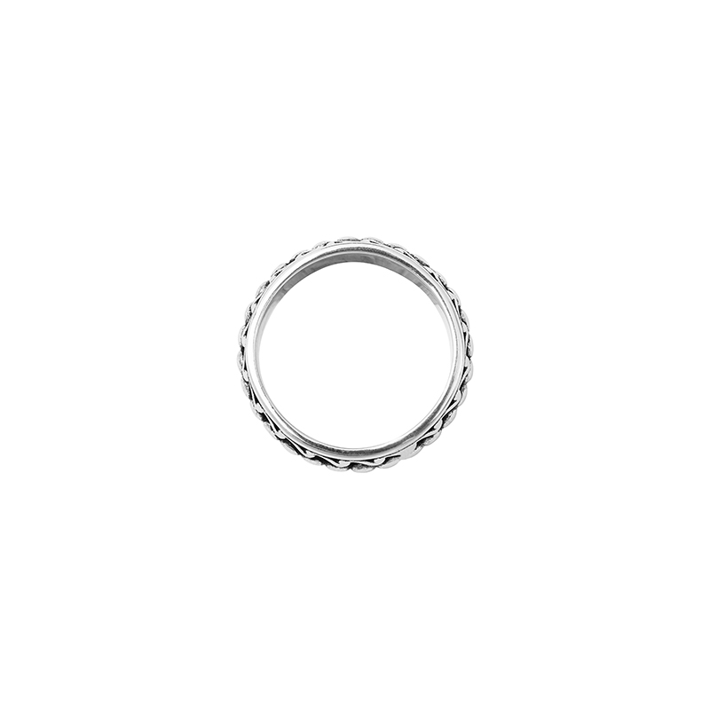 Bague anneau homme motif ronds sur argent vieilli, argent 925/1000