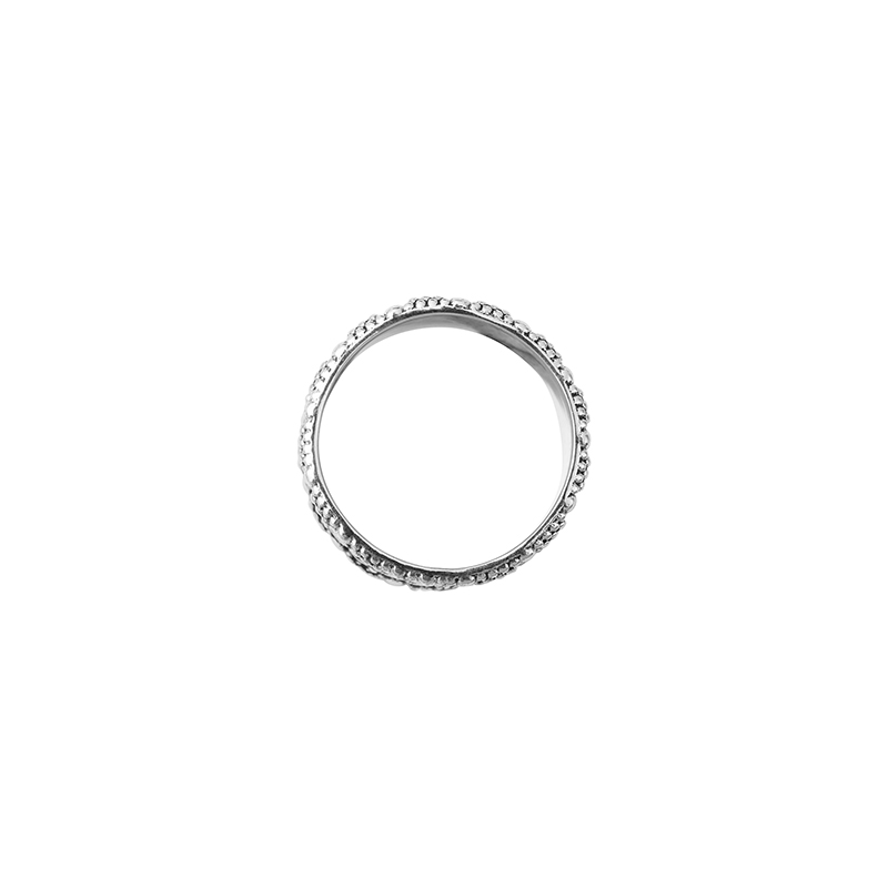 Bague anneau homme avec ornements sur argent vieilli, argent 925/1000