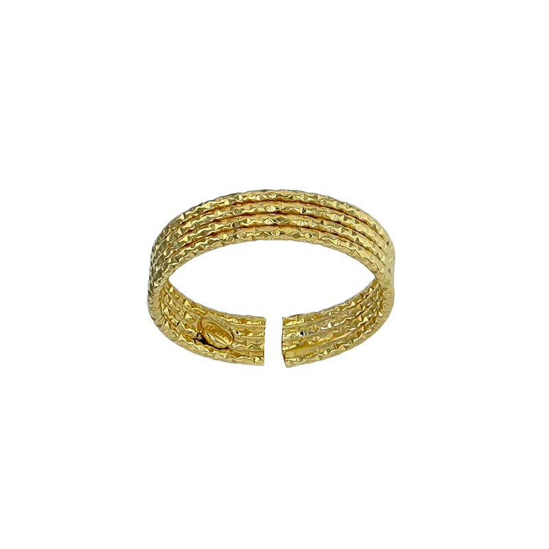 Bague réglable 4 rangs aspect diamantée, taille 52 - 54 en argent 925/1000 rhodié