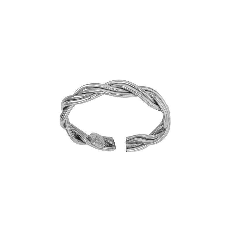 Bague ouverte corps torsadé en argent 925/1000 rhodié