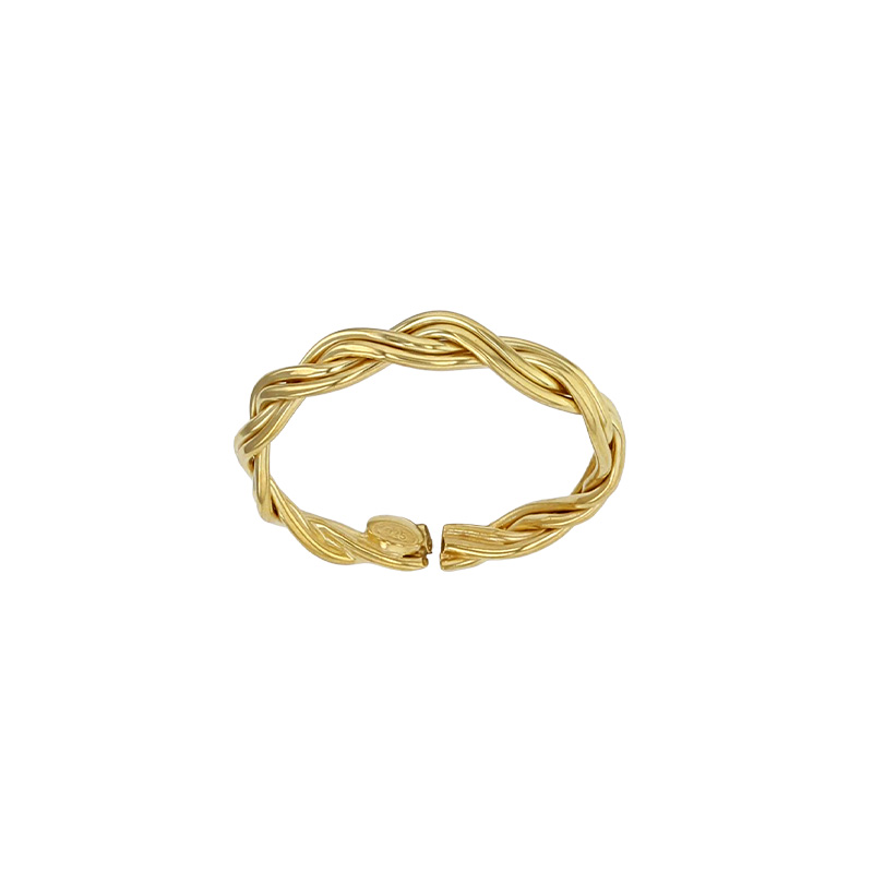 Bague ouverte corps torsadé en argent 925/1000 rhodié
