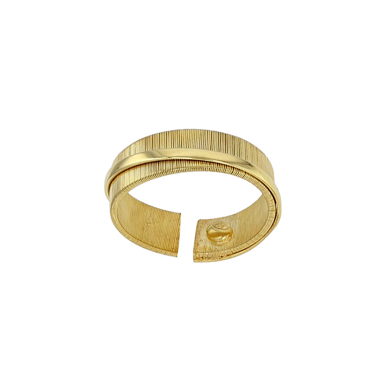 Bague large ouverte aspect ciselé et lisse en argent 925/1000 rhodié