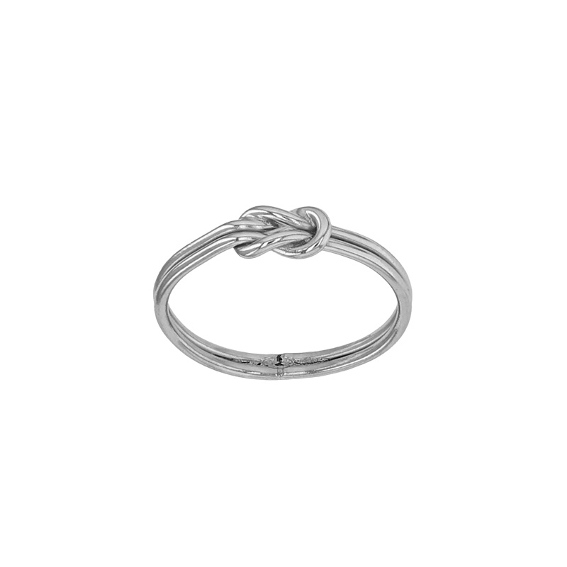 Bague à 2 fils motif noeud en argent 925/1000 rhodié