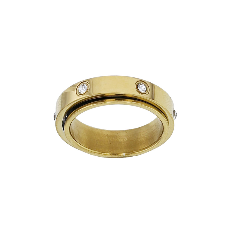 Bague rotative ornée d'oxydes en acier doré