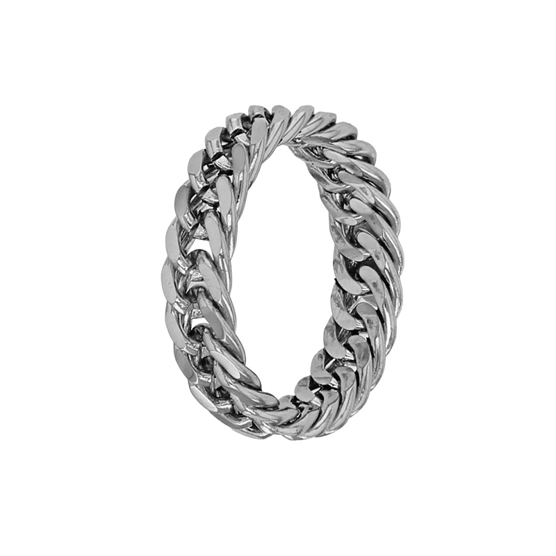 Bague maille gourmette en acier