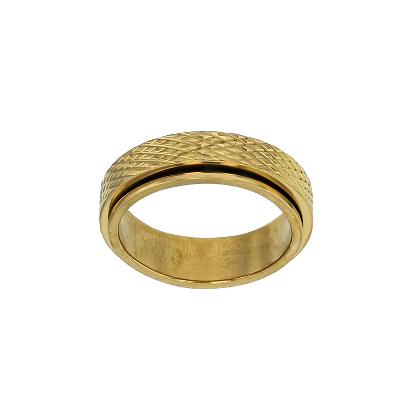 Bague rotative strié en acier doré