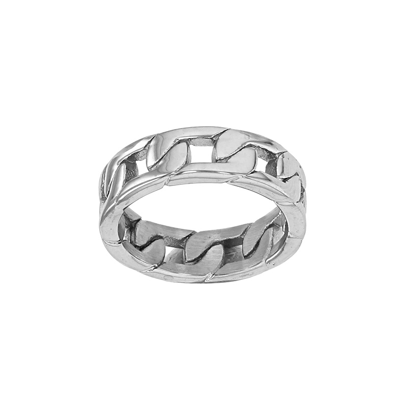 Bague large maille entrelacé en acier