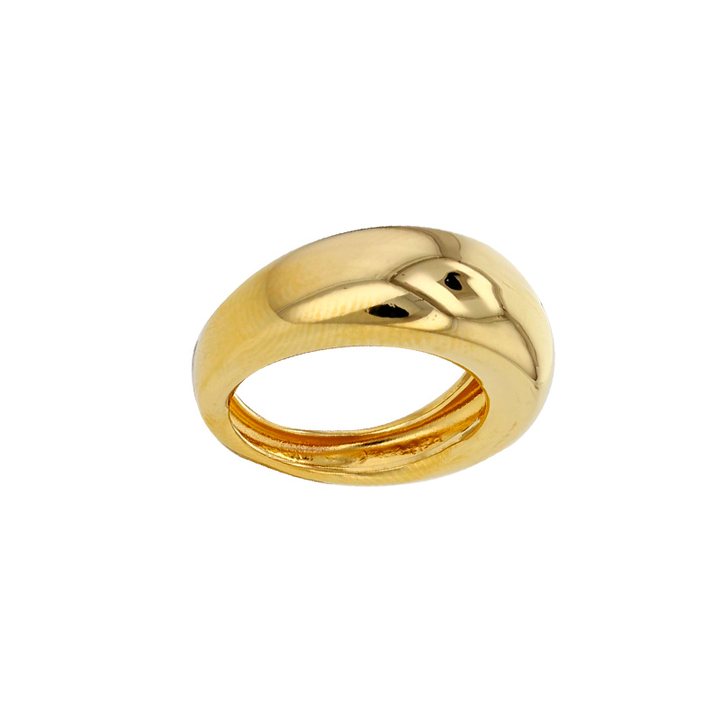 Bague bombée aspect lisse, argent 925/1000 doré