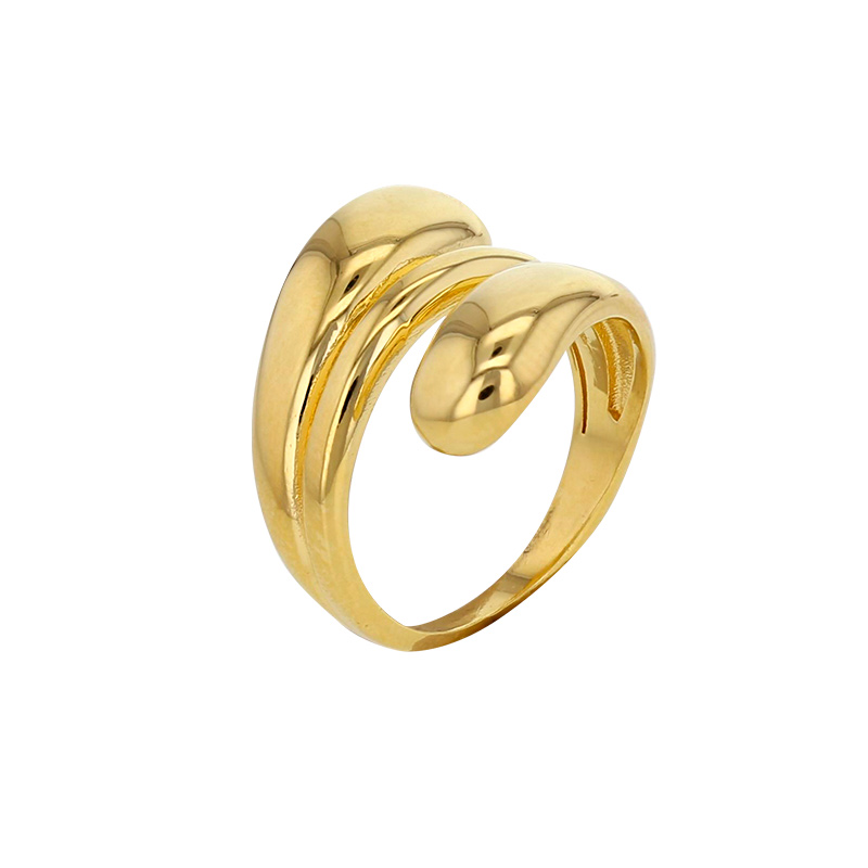 Bague 3 rangs entrelacés aspect lisse, argent 925/1000 doré