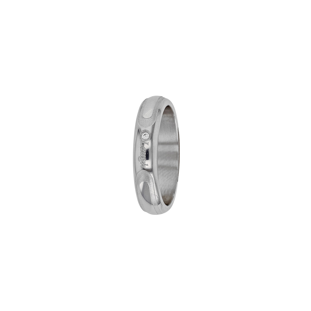 Bague acier Love avec oxydes de zirconium