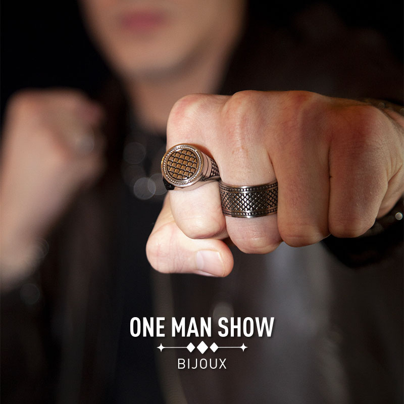 Bague homme acier motif reptile