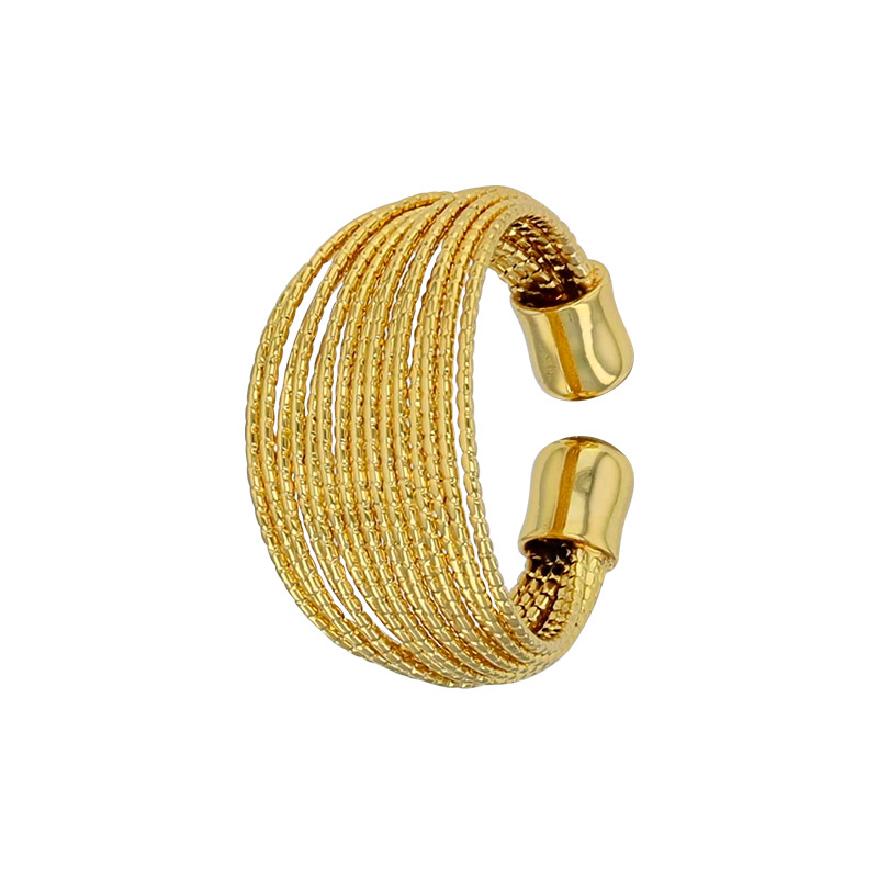 Bague multi-rangs ouverte en acier doré
