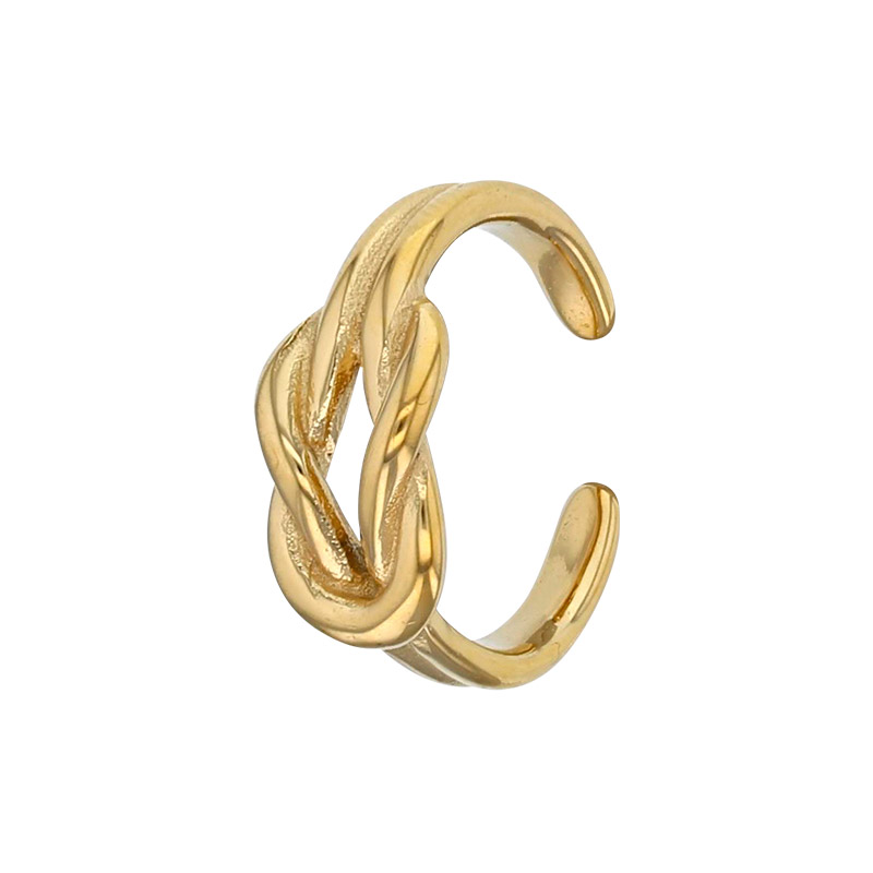 Bague forme noeud en acier doré