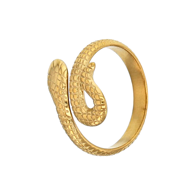 Bague motif serpent en acier doré