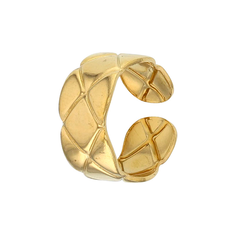 Bague ouverte motif matelassé acier doré