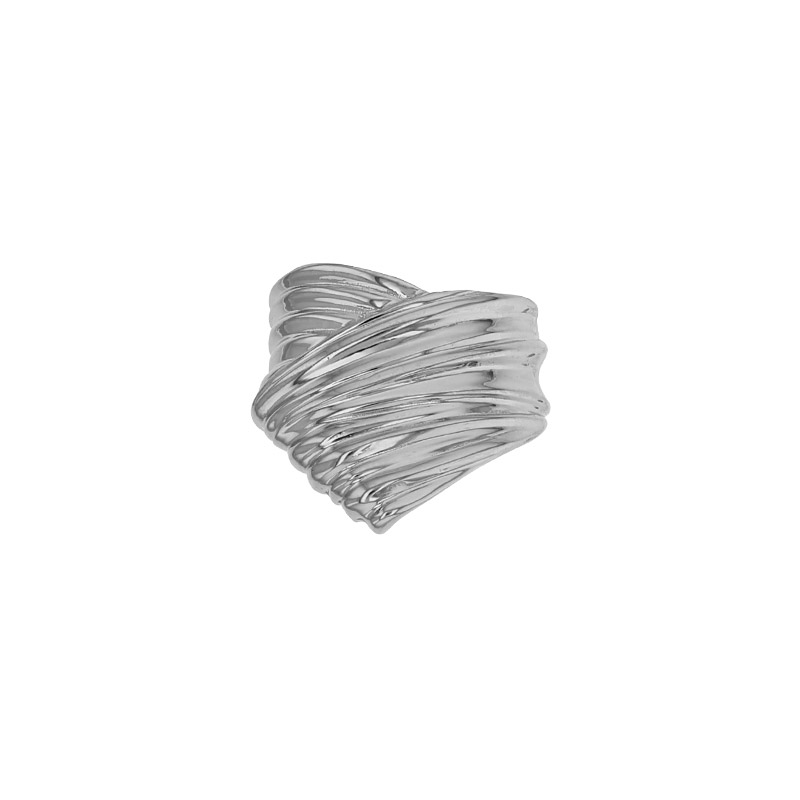 Bague large vague, argent 925/1000 platiné
