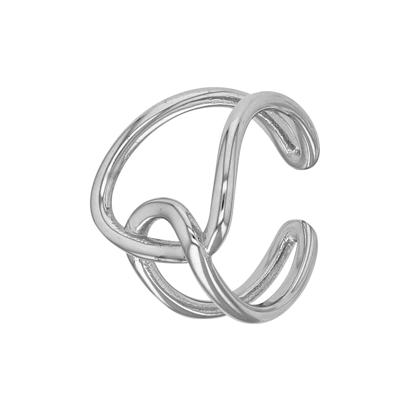 Bague large forme noeud ajouré en acier inoxydable