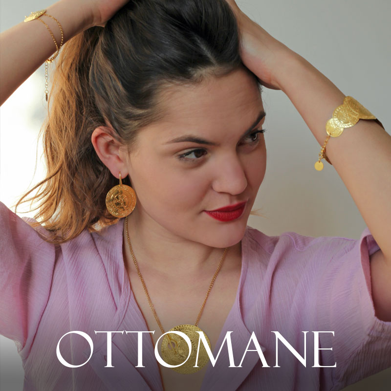 Fils d'oreilles OTTOMANE en Argent 925/1000 doré motif antique