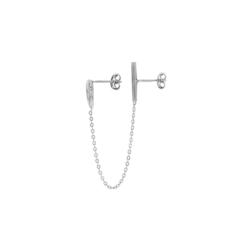 Boucle mini chaîne cercle et tige, argent 925/1000 platiné (à l'unité)