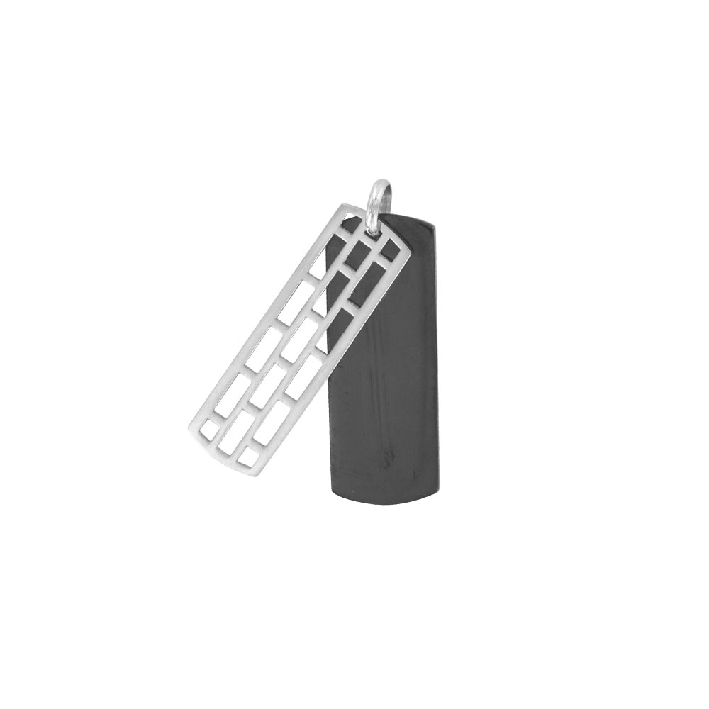 Pendentif acier et noir