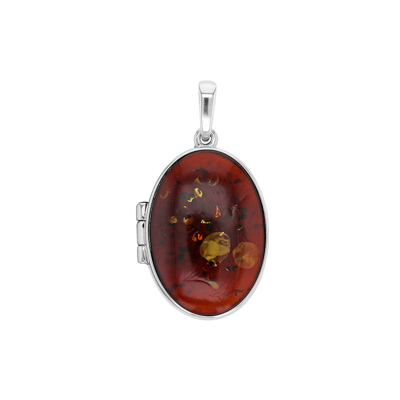 Cassolette ovale ambre cognac en argent 925/1000