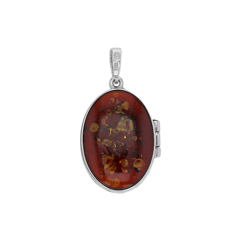 Cassolette ovale ambre cognac en argent 925/1000