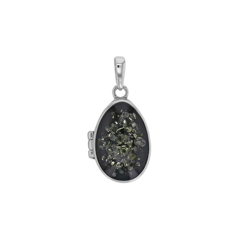 Cassolette forme poire ambre vert en argent 925/1000