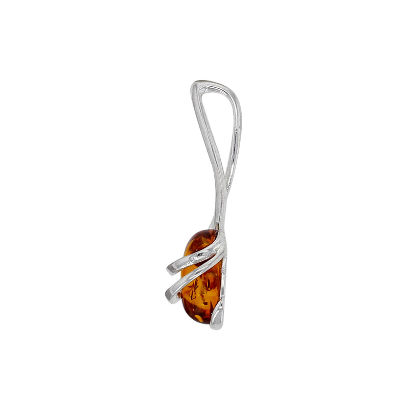 Pendentif forme spirale entrelacé ambre cognac et argent 925/1000 rhodié
