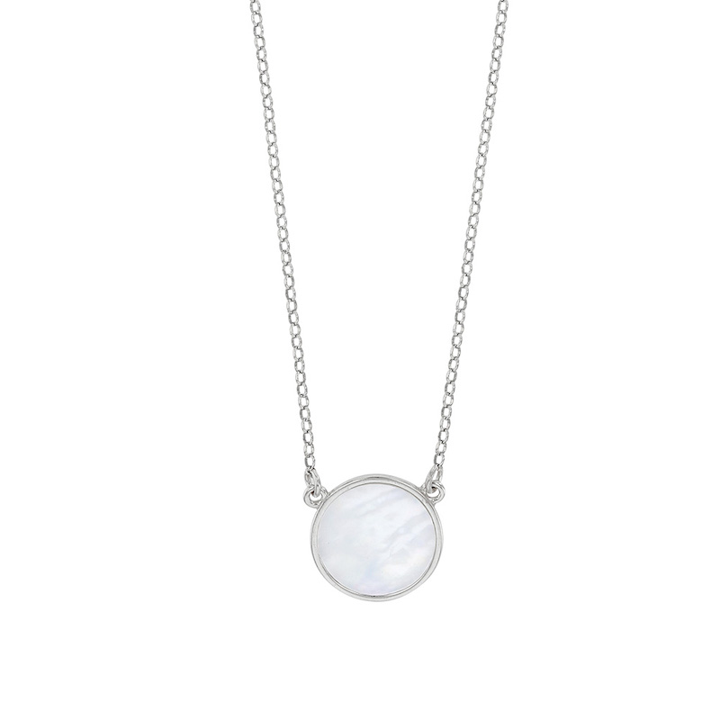 Collier MADRE PERLA rond avec Arbre de vie argent 925/1000 rhodié et nacre